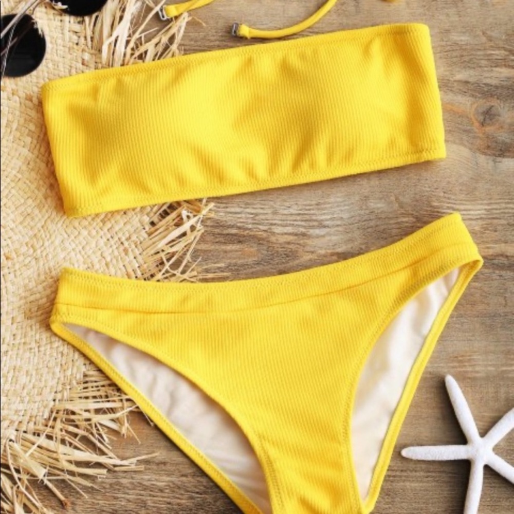 Yellow bandeau bikini
